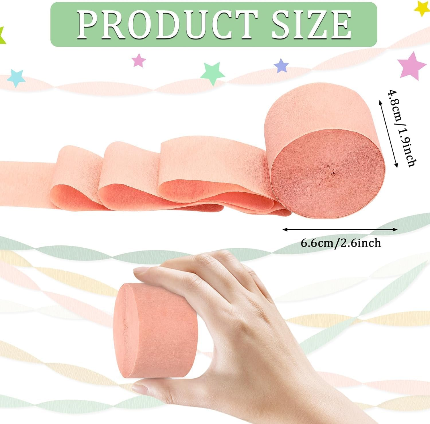 6 Colors Green Khaki Gold Crepe Paper for Party Decorations, Green Gold Wedding Party Crepe Paper Streamers, Crepe Paper Streamers Party Decorations Colourful Streamer image number 6