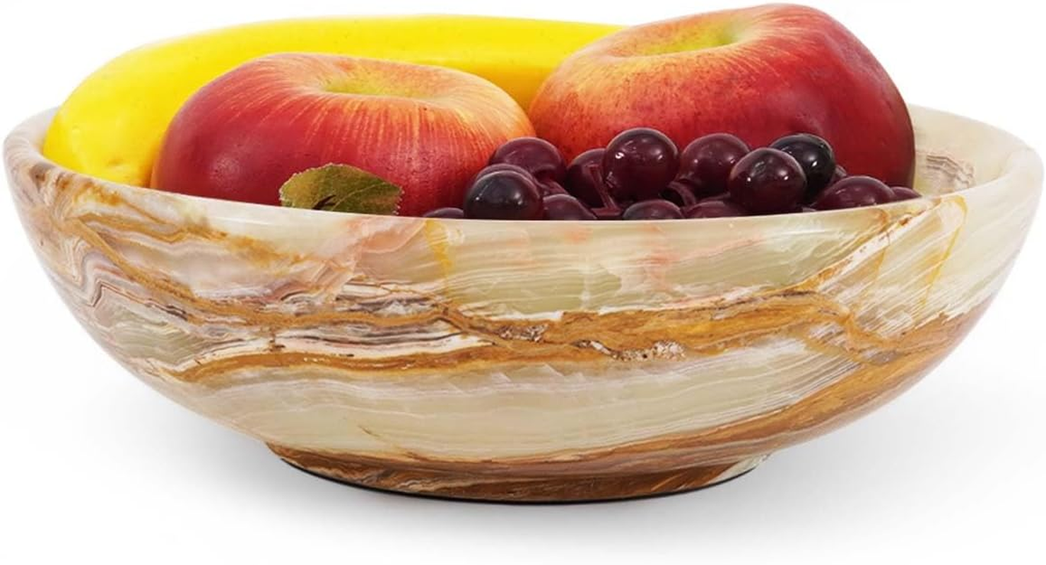 Radicaln Marble Fruit Bowl 10" Inches White Handmade Fruits Serving Bowl for Kitchen Organization Farmhouse Kitchen D&eacute;cor Fruits Holder for Dining Table