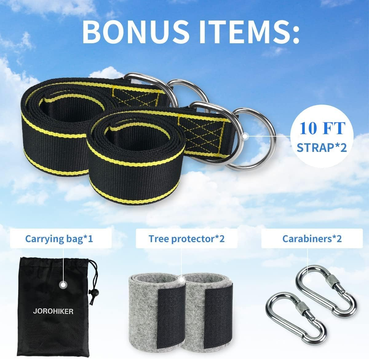 Extra Long Tree Swing Straps, 10FT Tree Swing Hanging Straps Kit Holds 1800 Lbs with Tree Protector, Heavy Duty Carabiner Perfect for Swings & Hammocks image number 4