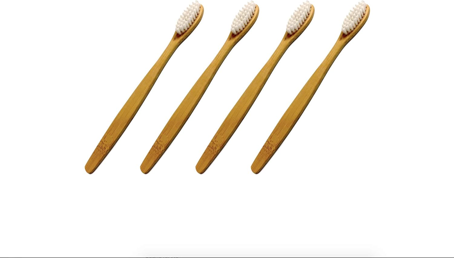 Eco-Friendly Natural Bamboo Toothbrush - Organic, BPA Free and Durable with Ergonomic Handle (4-Pack: Hard Nylon Bristles)