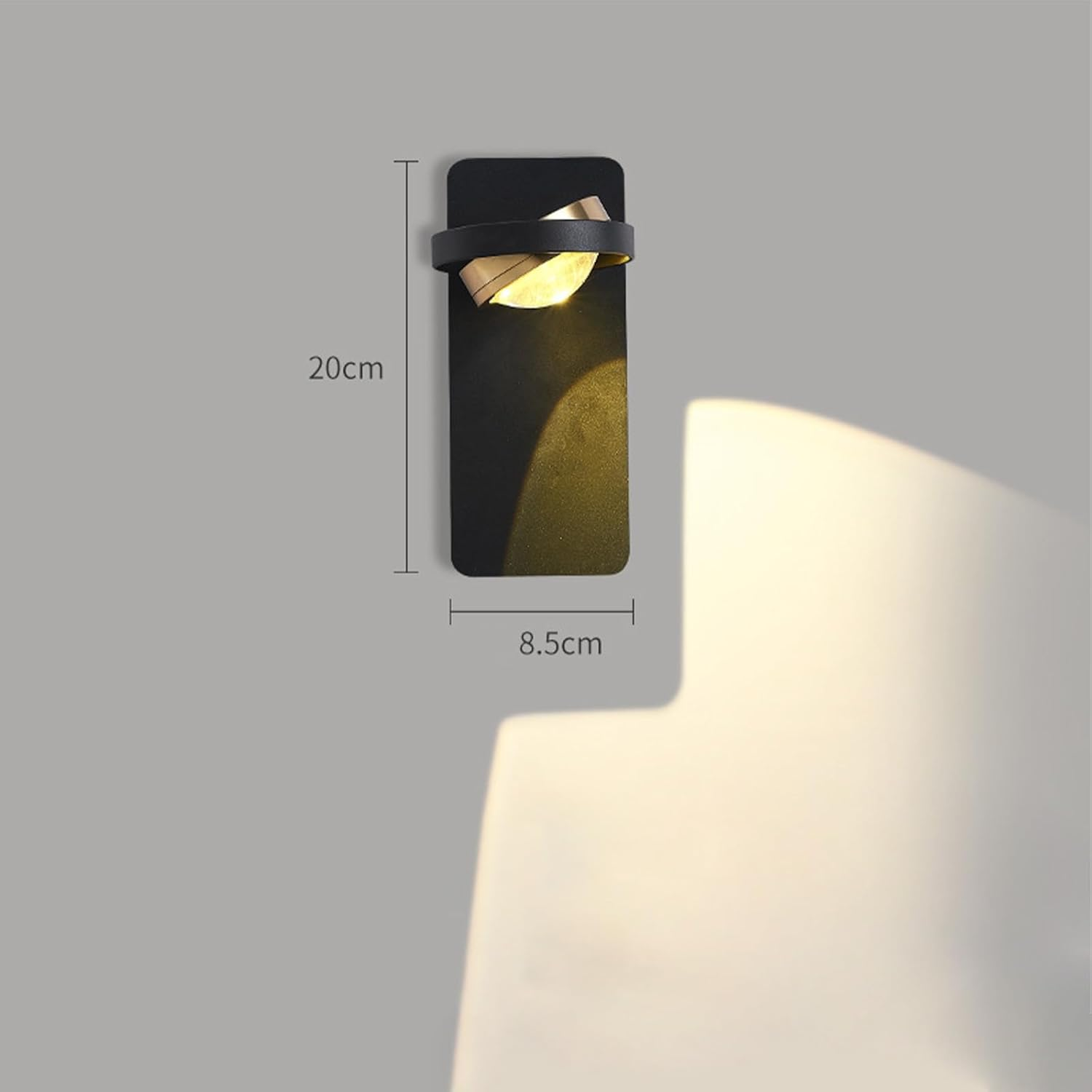 LED Indoor Wall Lighting 330&deg; Rotatable Adjustable Angle Modern Metal Wall Lamps Aluminum Acrylic Reading Wall Sconces for Living Room Bedroom Bedside Office Hotel (Rectangular White,White Light) XXZ image number 5