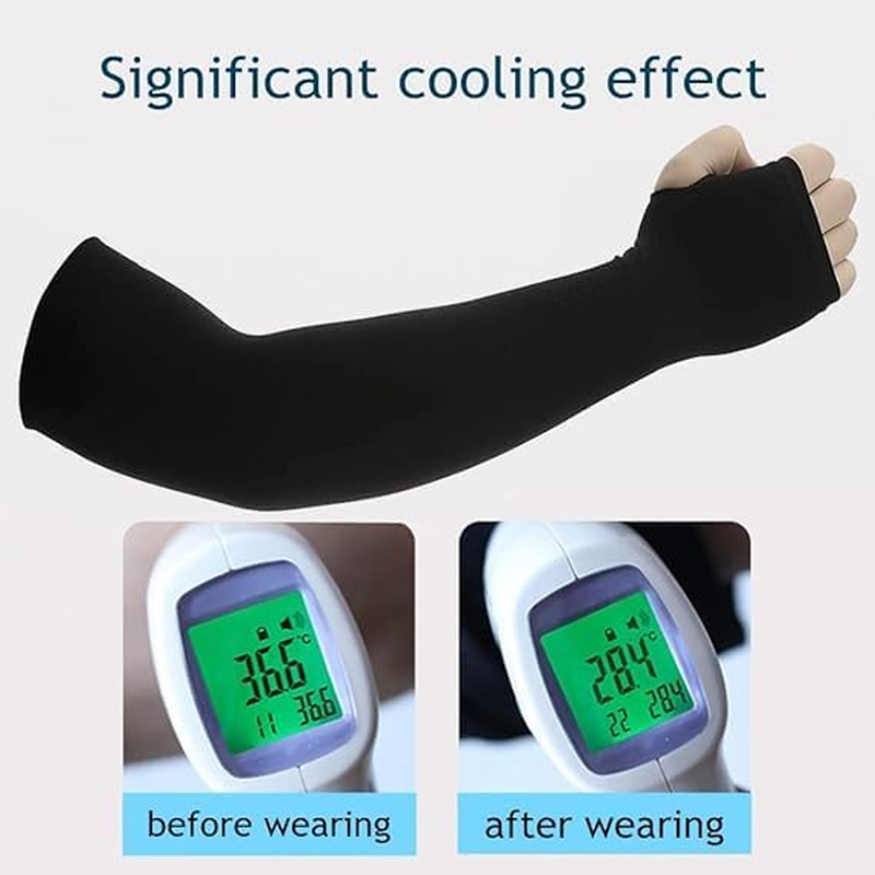 Thumb - Hole Cooling Compression UV - Protected Arm Sleeves for Men and Women for Outdoor Sports image number 4