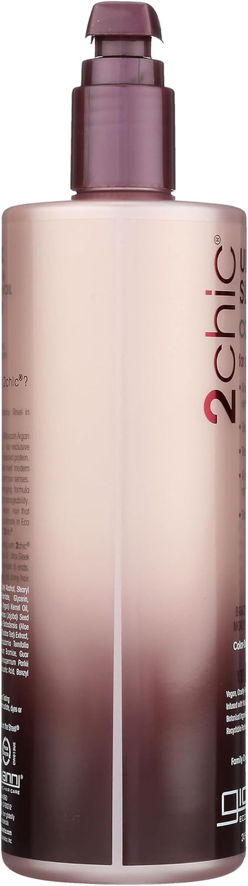 GIOVANNI 2Chic Ultra-Sleek Conditioner - Brazilian Phyto-Keratin & Moroccan Argan Oil, Anti-Frizz Formula, Coconut, Shea Butter, Pro-Vitamin B5, Color Safe, Paraben Free - 24 Oz image number 2