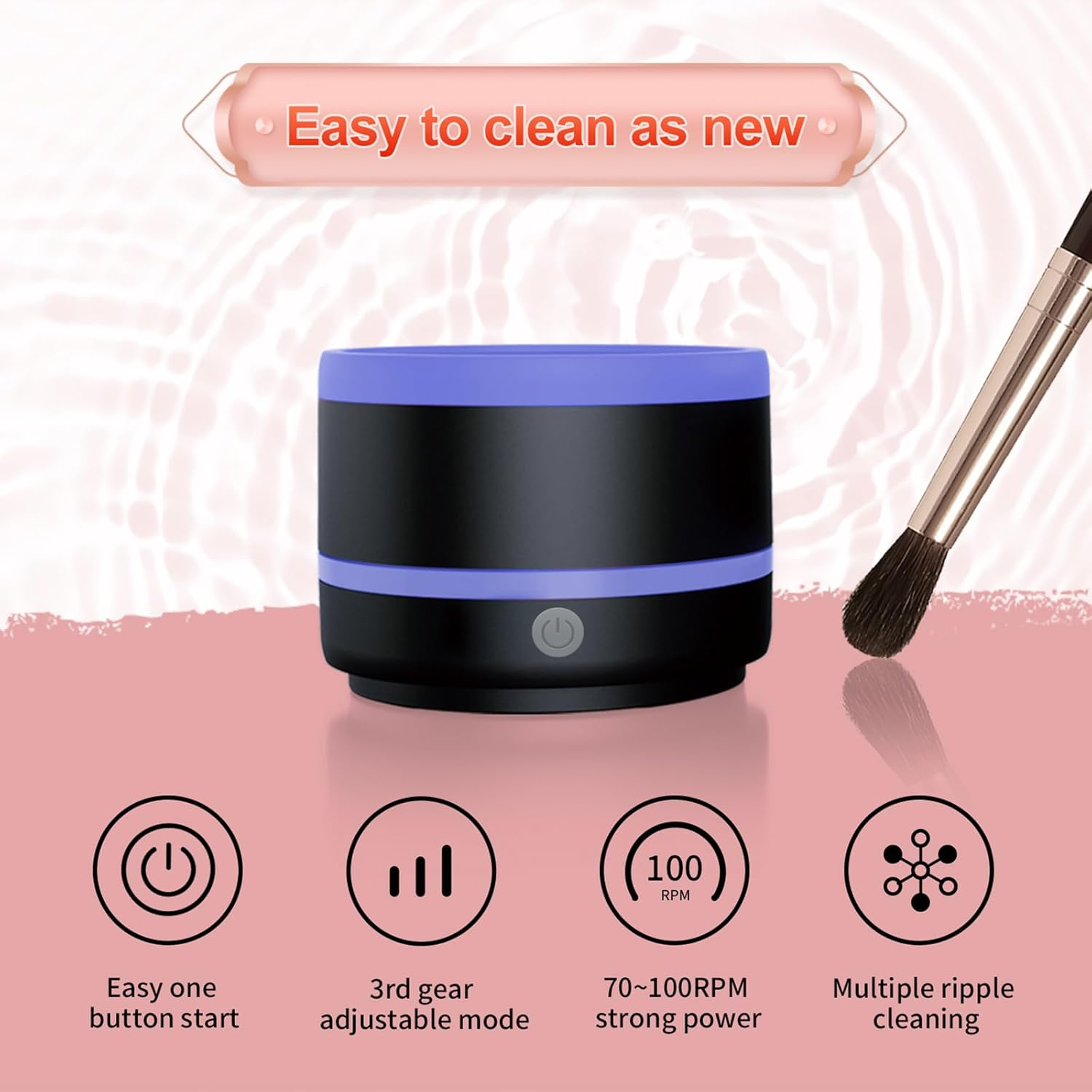 Roseflower Makeup Brush Cleaner, Automatic Makeup Brush Cleaners, Rotating Multifunctional Deep Cleaning Machine for Makeup Brush Makeup Tool- Effective Cleaning - C04 image number 5