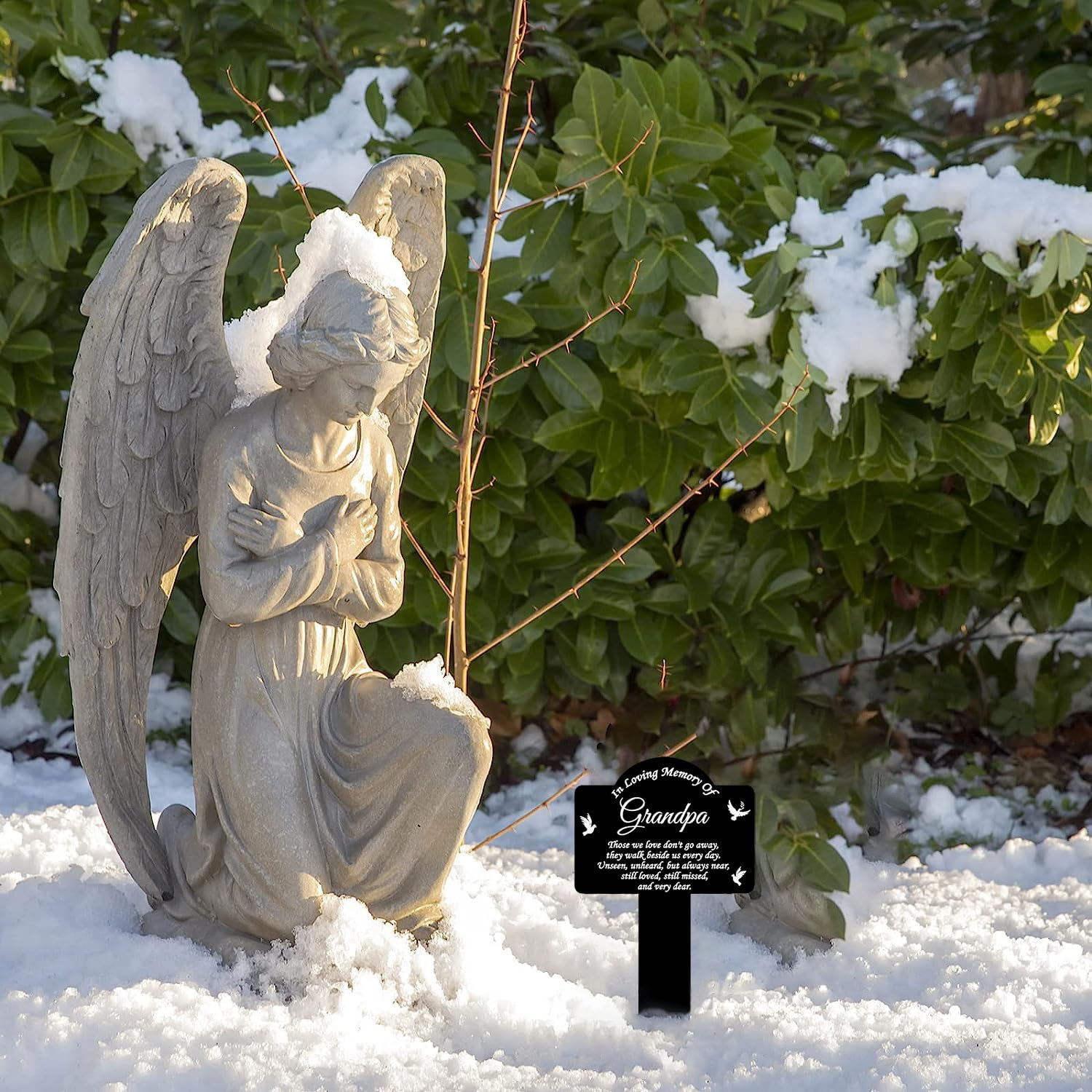 Knvss Cemetery Decorations for Grave Metal Grave Memorial Decorations Stake Plaque Grave Markers Outdoor Waterproof (Memory of Grandpa) image number 3