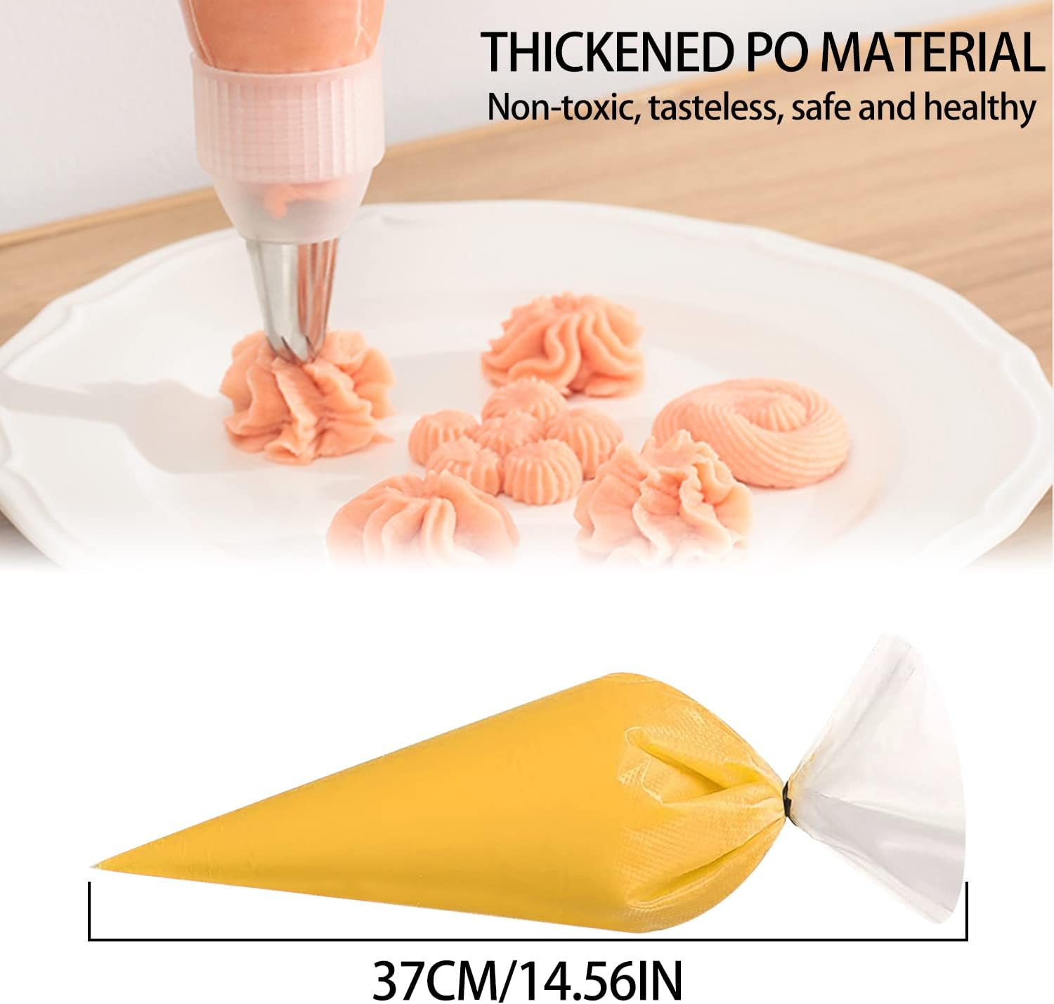 TORMEN Thickened Pastry Piping Bags, 16 Inch Anti-Burst Disposable Icing Cake Decorating Bag(50 Pcs, Clear image number 3