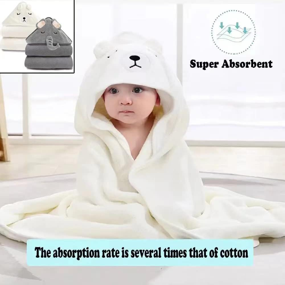 2 Pack Hooded Baby Towels, Premium Soft Bath Towel for Babies, Newborn, Infant and Toddler, Ultra Absorbent, Natural Baby Stuff Towel with Hood for Boy and Girl (Elephant, Bear) image number 3