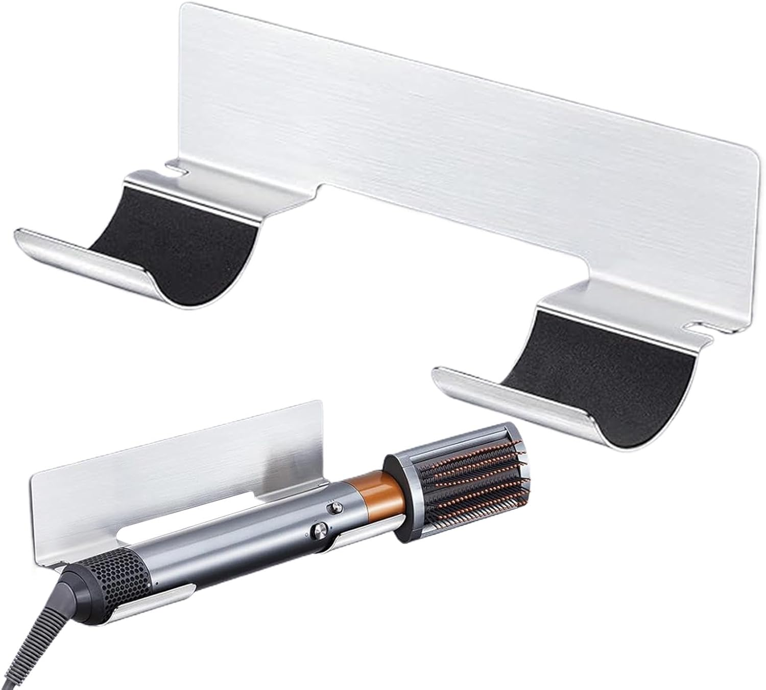 Wall Mounted Hair Dryer Holder, Metal Hair Dryer Hanger Rack, No Punching Hair Dryer Hanger, Wall Mount Hair Styling Tools Organizer for Bathroom Living Room Vanity image number 5