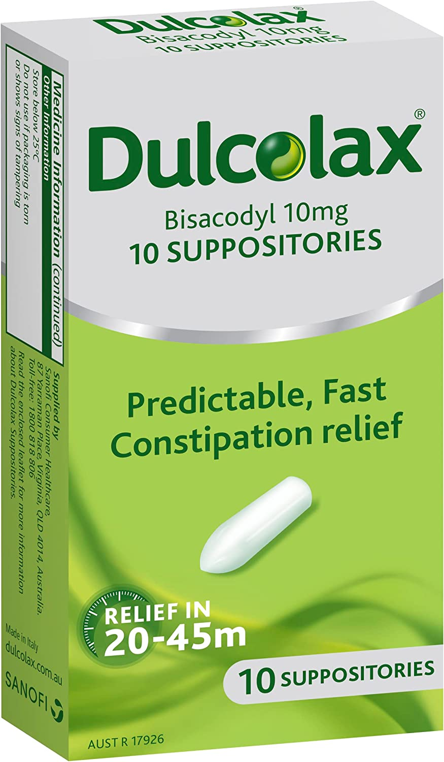 Dulcolax Suppositories 10Mg - Constipation Relief - Predictable, Fast Relief - Softens and Stimulates Stools, 10 Pack image number 6