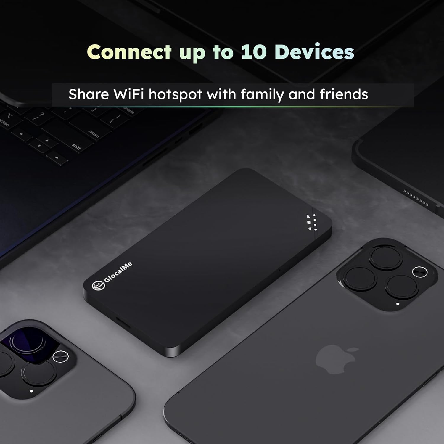 Glocalme U3 Smart 4G Mobile Wifi Hotspot| Roaming-Free and Unlocked in 140+Countries | Contract-Free and Sim-Free |1.1GB Global Initial Data Package Preloaded|Free 8GB EU Data Package(Black) image number 5