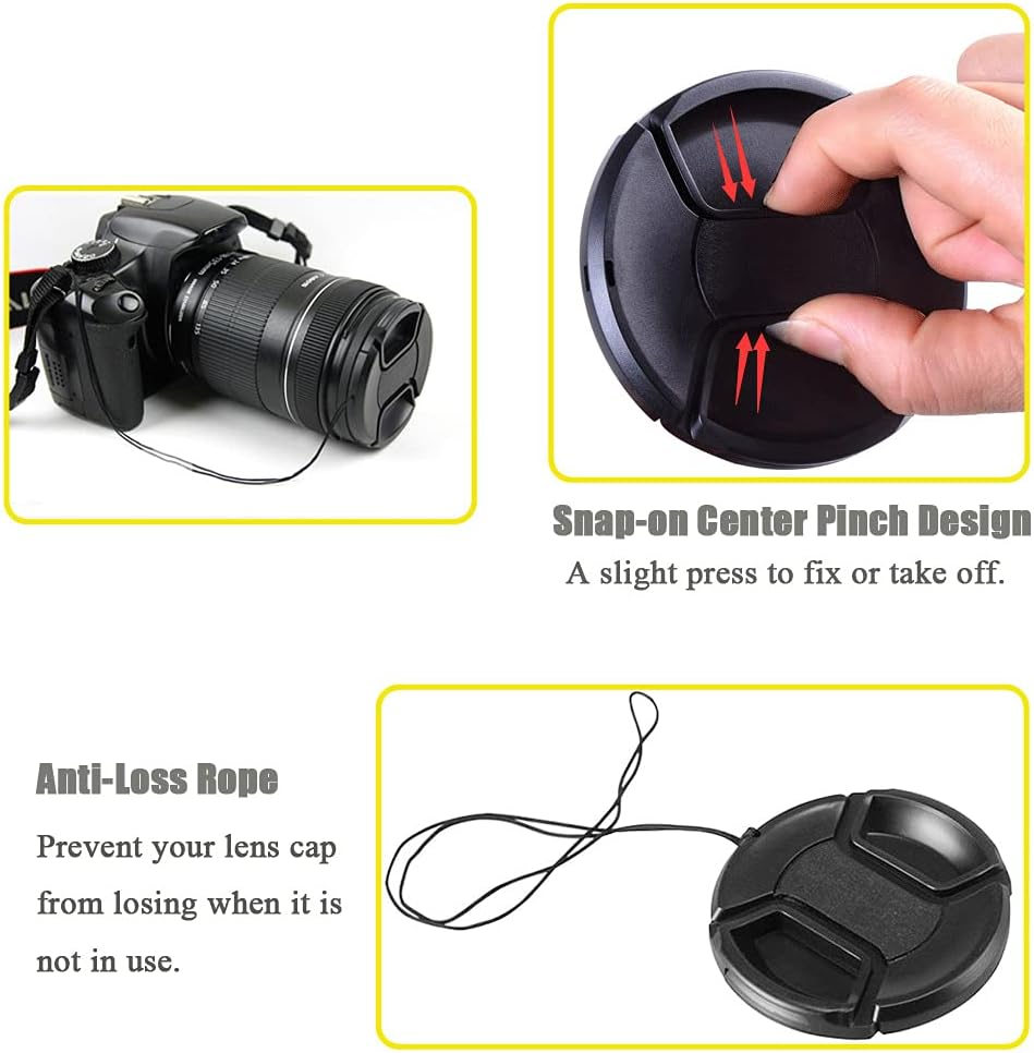 43Mm Lens Cap for Canon EF-M 22Mm F/2 and 28Mm F/3.5 Lens for M2 M3 Camera, 43Mm Center Pinch Cap for Fujinon 35Mm F/2 Lens-2Packs