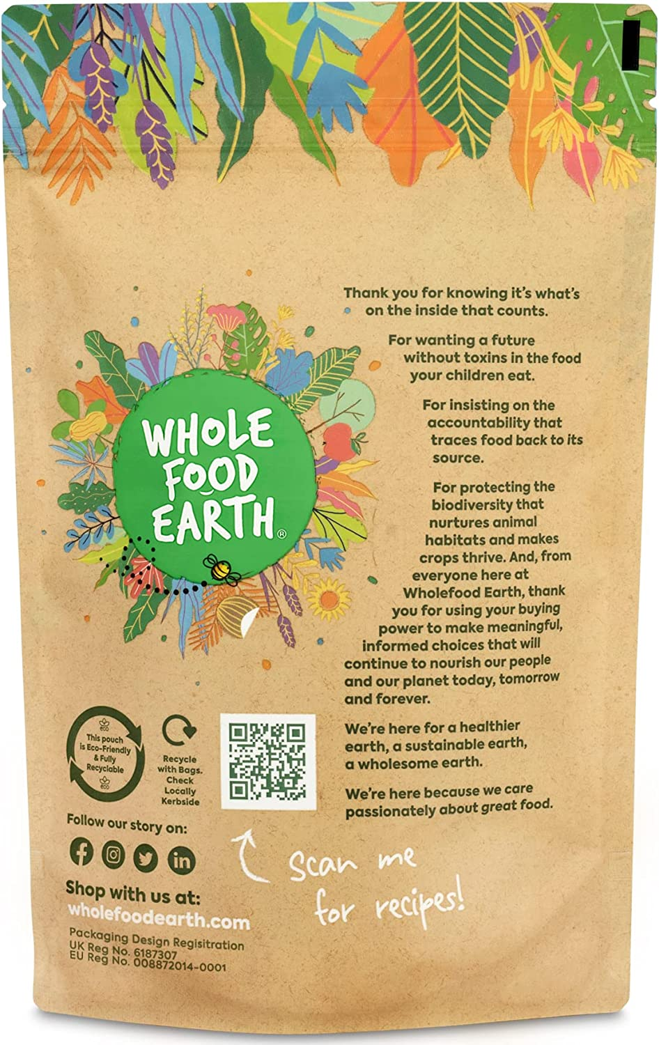 Wholefood Earth Nutritional Yeast Flakes - 500G - Fortified with B Dairy Free image number 1