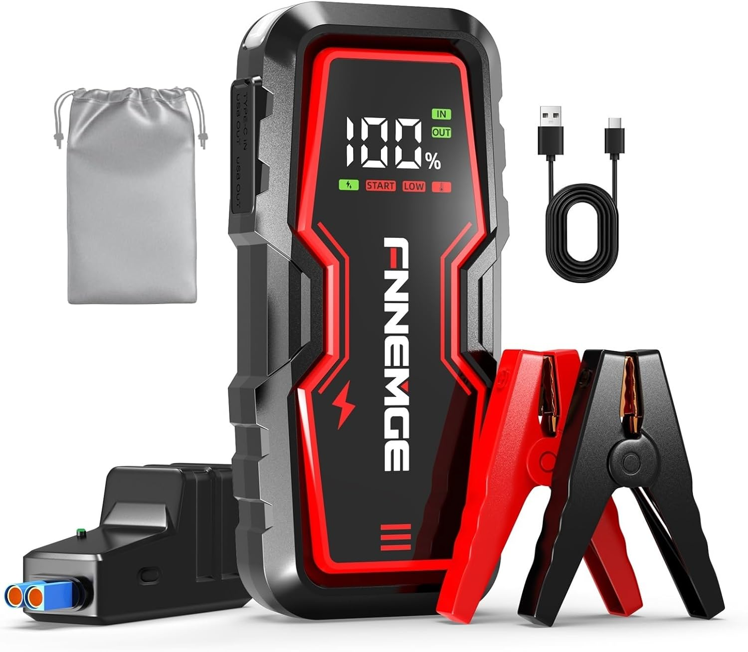 Car Jump Starter, 6000A Peak Current 12V Car Battery Jump Starter(Up to All Gas, 8.0L Diesel Engine), with USB Output Port,Led Light.