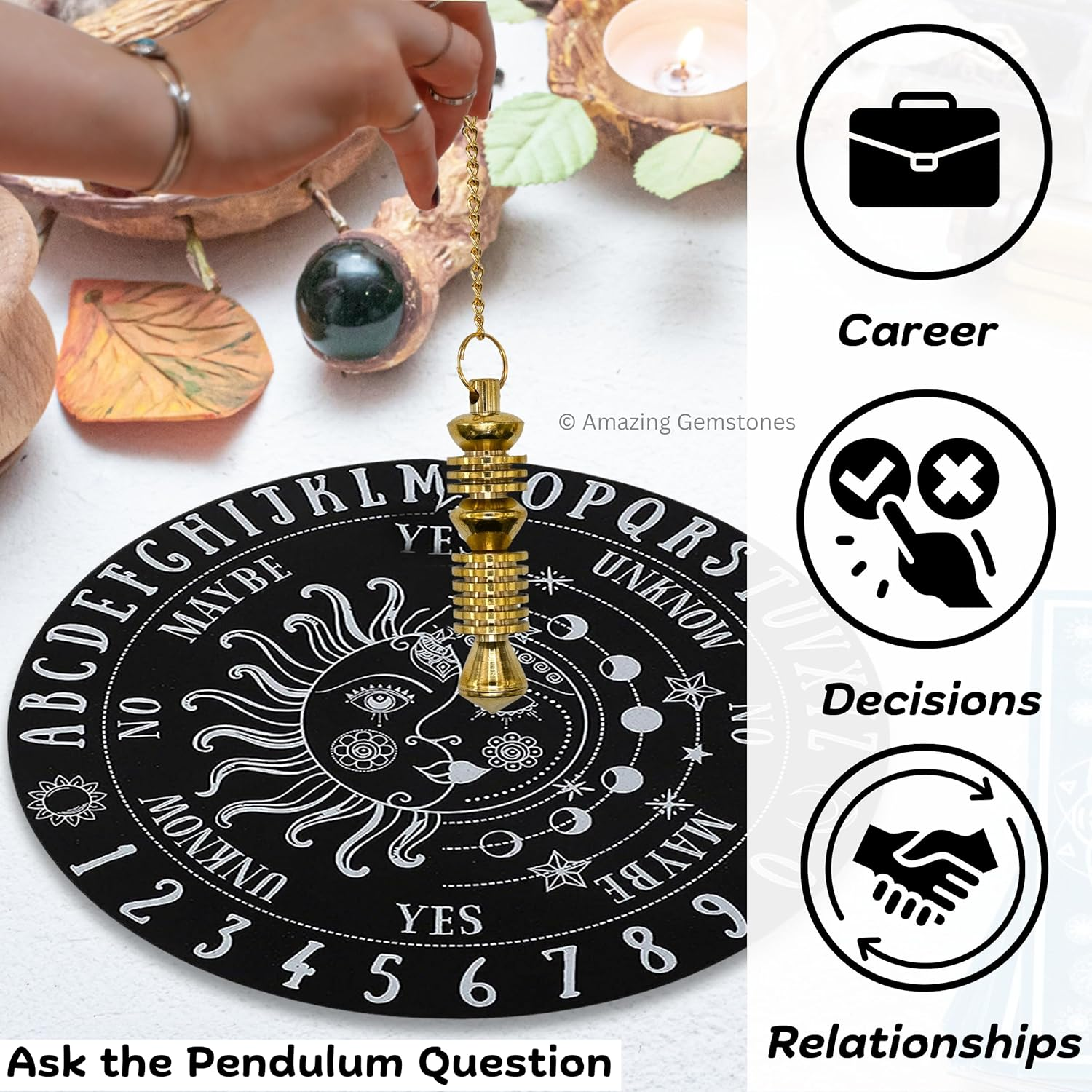 Double ISIS - Openable Gold Metaphysical Metal Dowsing Pendulums for Divination, Meditation and Reiki Healing MP21 image number 4