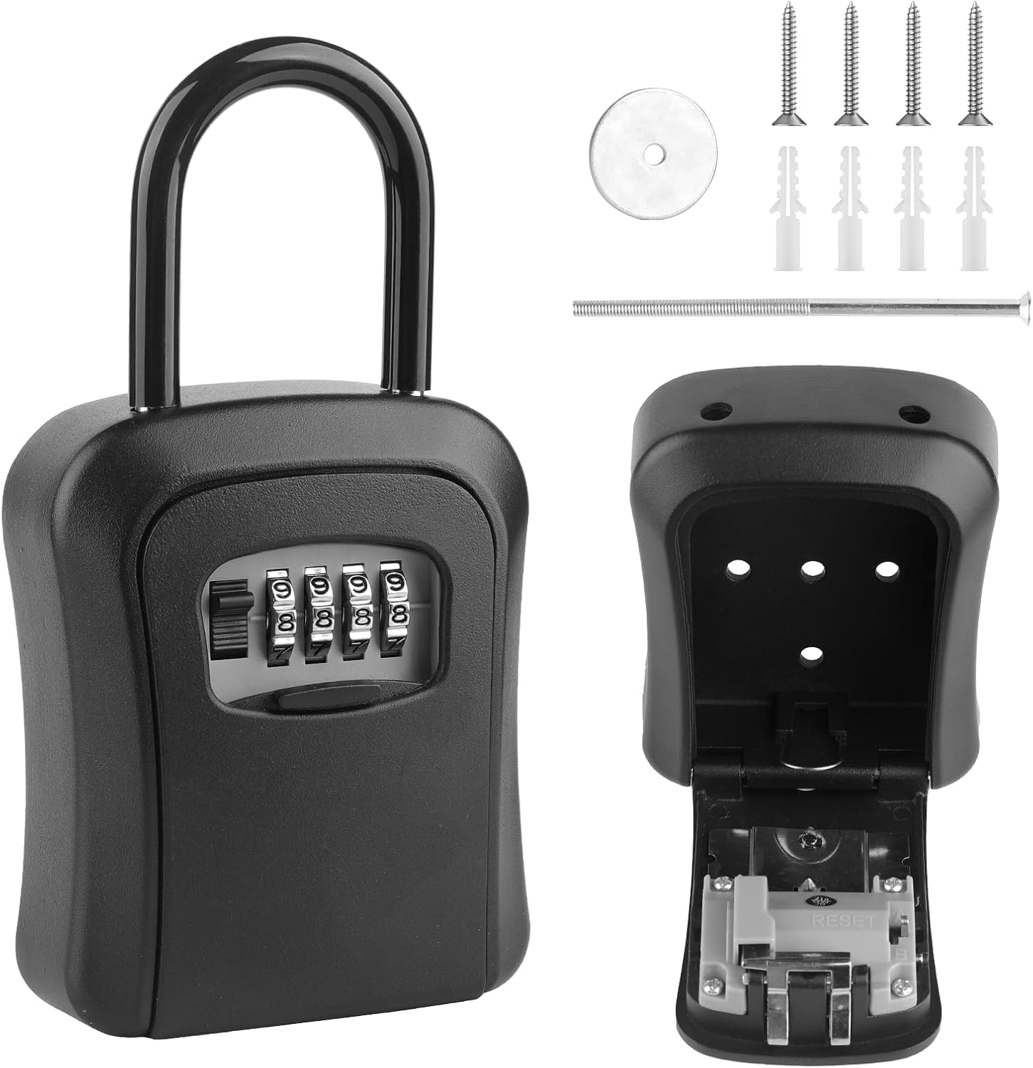 Extra Large 4-Digit Password Key Lock Box, Hanging Resettable Lock Box, with Removable Key Lock Box for outside Can Store House Keys, Car Keys and Door Cards, Suitable for Home, Office, Garage image number 3
