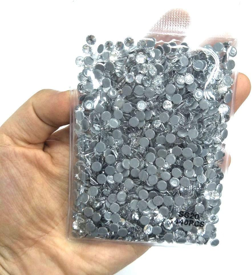 Queenme 3300Pcs Clear Hotfix Crystals Mixed Size Flatback Rhinestones for Clothes Shoes Crafts Hot Fix round Glass Gems Stones Flat Back Iron on Rhinestones for Clothing 2MM-6MM