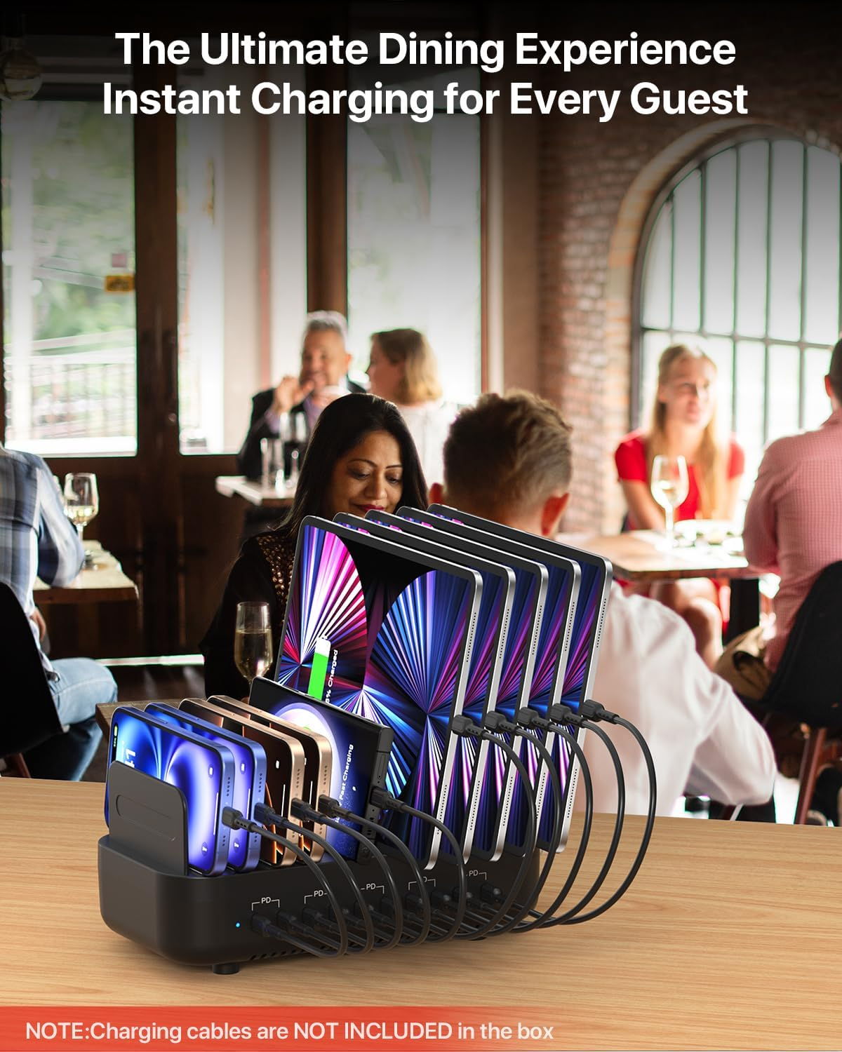 Soopii USB C Multi Charging Station,100W 10-Port Type C Fast Charger Station for Multiple Devices with Adjustable Dividers, Charger Organizer Compatible with Phone, Tablet,Kindle and More(Black)