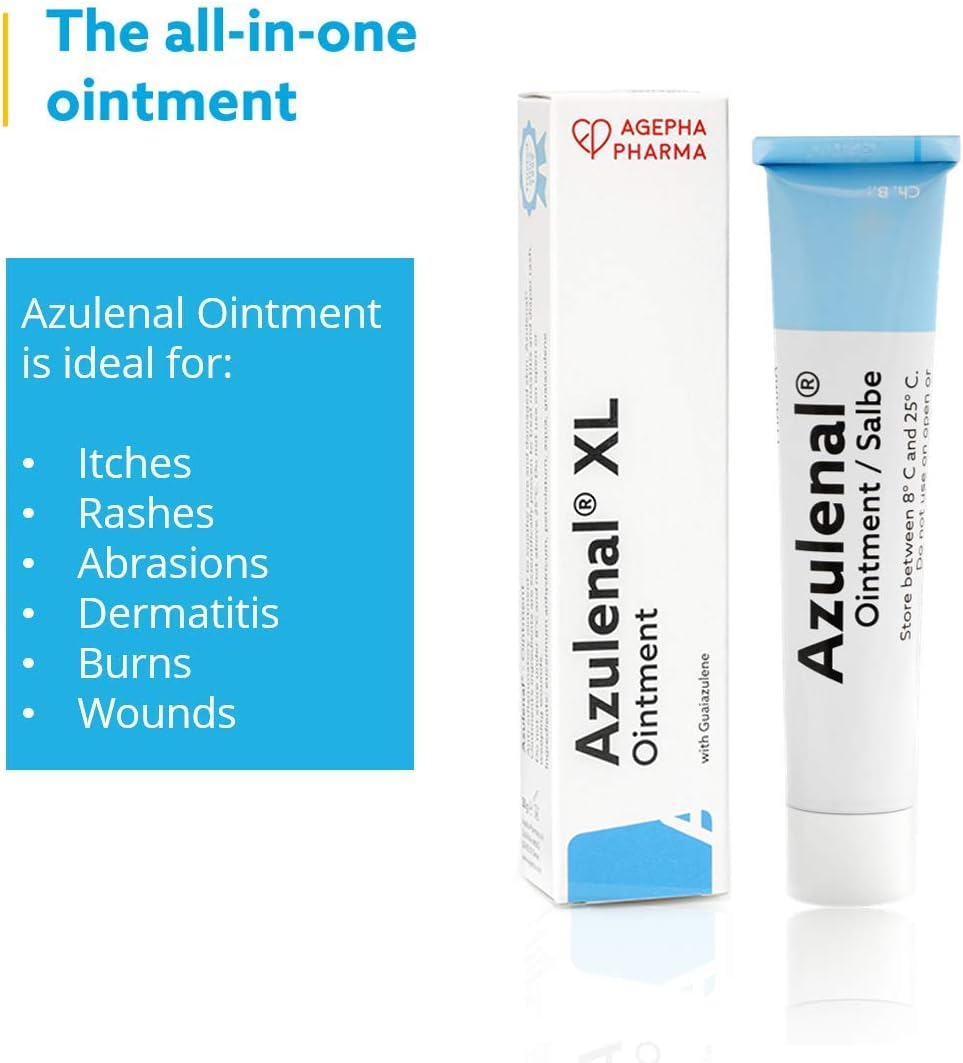 Azulenal Ointment with Guaiazulene for Eczema | Wound Ointment for Diaper Rashes Itches Cuts Burns & Sore Nipples | Suitable for Use for Babies and Nursing Mothers | Nappy Rash Cream | Made in Europe-50G image number 1