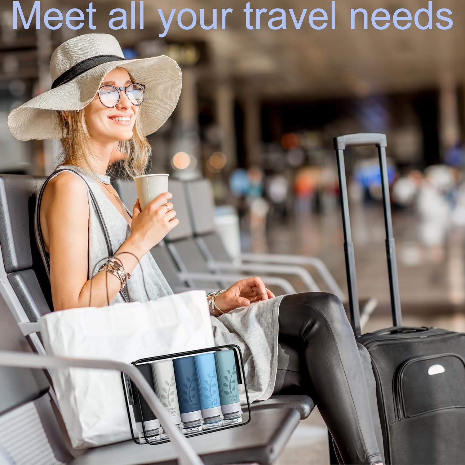 Travel Bottles Set for Toiletries, 18 Pack Travel Essentials Accessories Toiletries Set, Leak Proof Squeezable Silicone Containers with Labels for Shampoo, Conditioner Lotion Soap (Grey Pack) image number 4