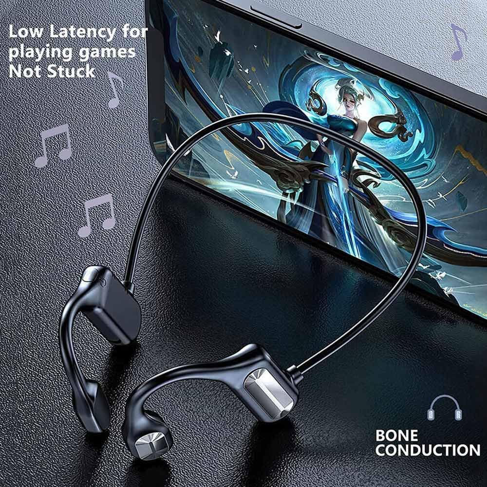 Bone Conduction Sports Headphones,Bluetooth Wireless Earphones, Waterproof Headset Open-Ear Sports Earphones for Running,Workout,Cycling,Driving,Gym (Black) - Black image number 4