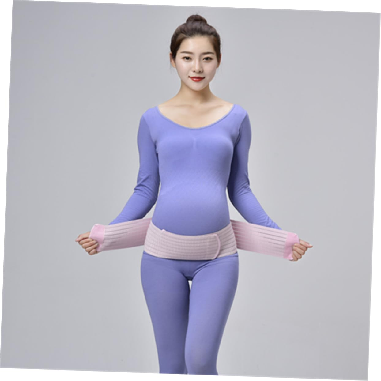 Breathable Dual-Layer Pregnancy Belly Support Belt Pink Free Size Postpartum Pelvic Waist Care Band for Pregnant Women Abdomen and Back Protection image number 1