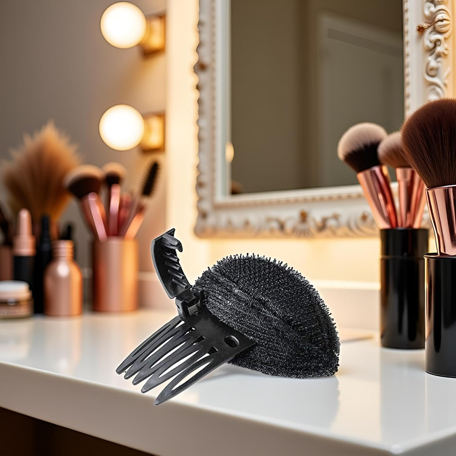 Black Puff Fluffy Hair Volume Clips Set - Hair Base Pads,Bun Shapers,And DIY Hairstyling Tools for Women and Girls,Hair Accessories,Bun and Crown Shapers image number 5