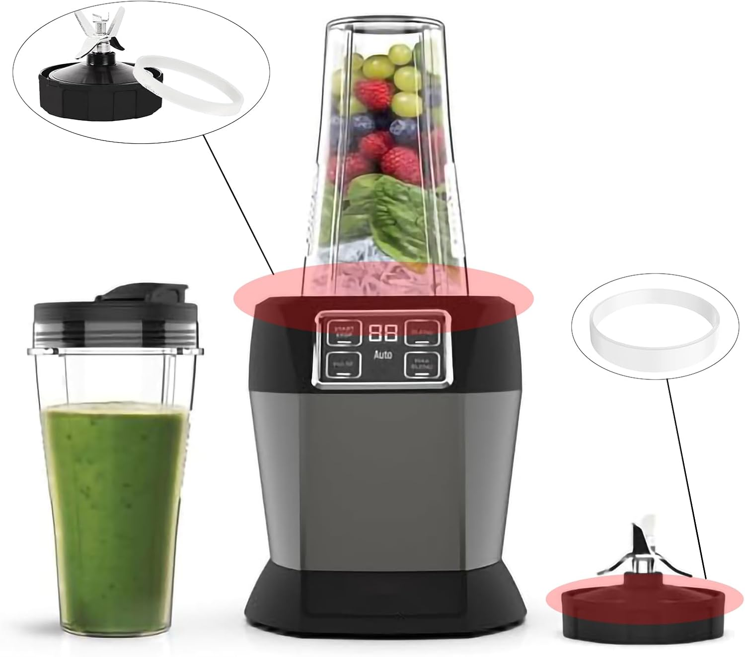 Luojinluoda 3Pcs Gasket Seal Rings for Nutri Ninja - Replacement Compatible Seal Ring for Auto IQ/PRO - Premium Gasket Ring Set Perfect Fit for Ninja Blender Cups, Includes Bonus Dental Tool as Hook image number 4