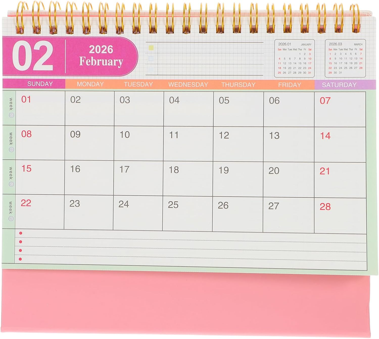 SHINEOFI 2025-2026 Small Desk Calendar &ndash; Flip Desktop Monthly Planner Standing Table Calendar Thick Paper Organizer for Home Office - Pink image number 4