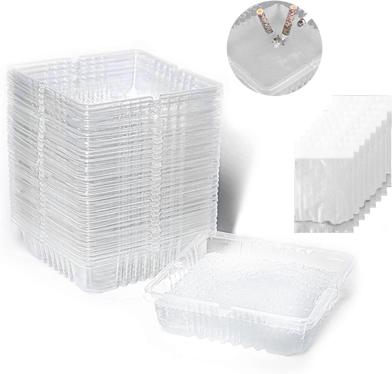 Disposable Ashtrays with Ash Absorbing Balm,30Pcs Disposable Ashtray with Sand, Small Portative Ash Holder for Quickly Extinguish Cigarette,Reduce Ash Raising,Ashtray Outdoor(White)