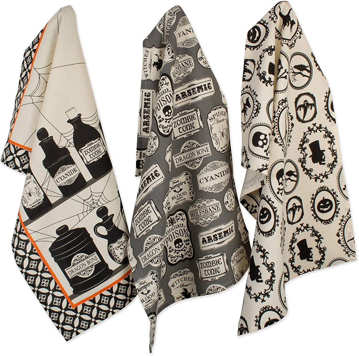 DII Halloween Party Tabletop Decor, Reusable & Machine Washable Cotton Fabric, Napkin Set, 20X20, Witchy Black & Orange Stripe, 6 Piece