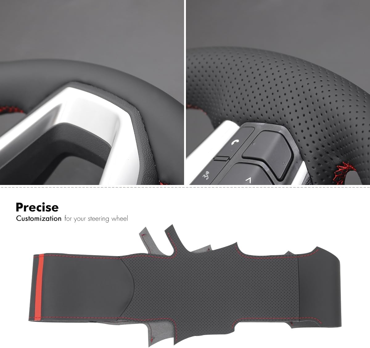 MEWANT Car Steering Wheel Covers for Isuzu D'Max 2021-2023 Hand-Stitched Car Steering Wrap