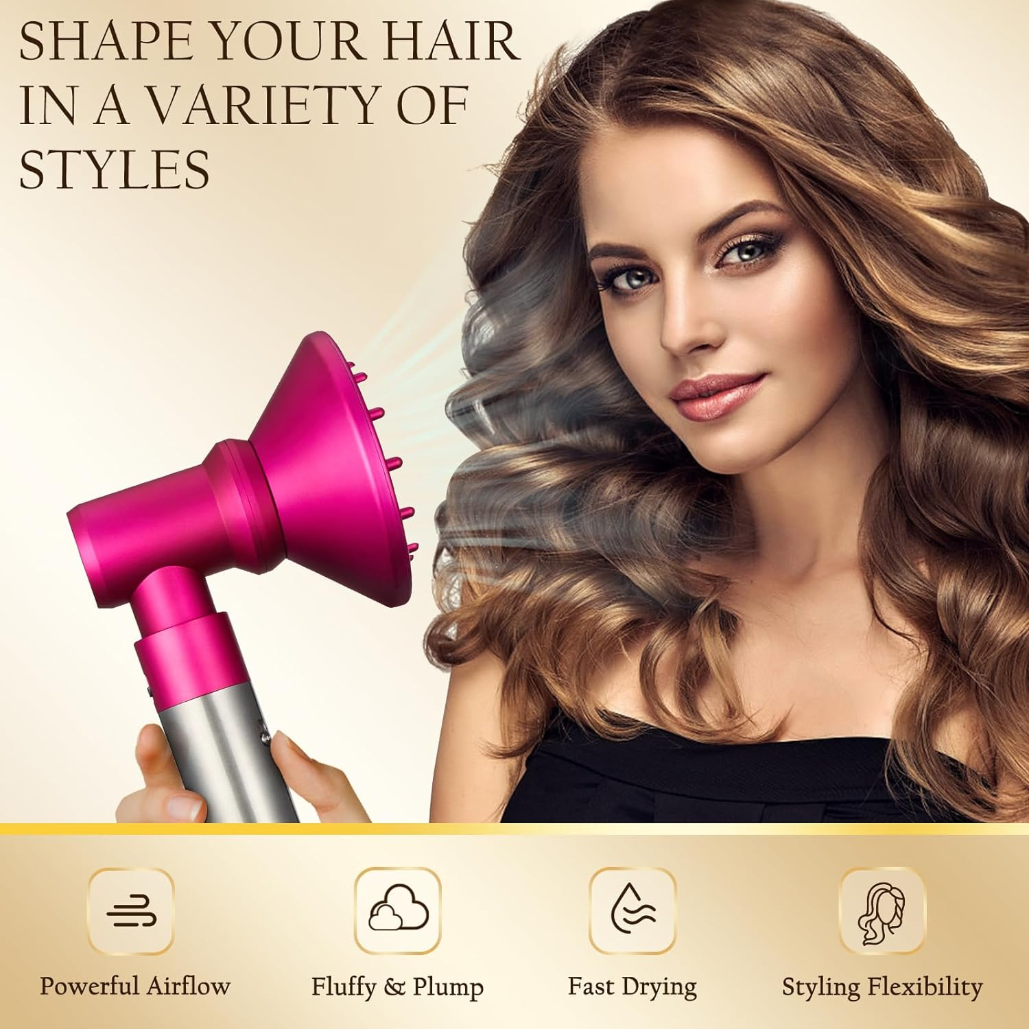 Upgraded Adaptor and Diffuser Replacement for Dyson Airwrap Attachments, Use the Diffuser Attachment Replacement for Dyson Airwrap to Shape Hair in Variety of Styles (Rose) image number 5