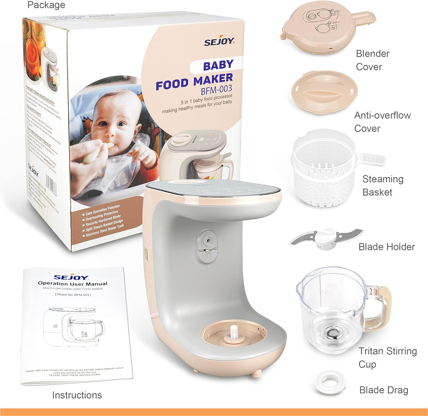 Baby Food Maker Baby Food Processor Blender Grinder Steamer Cooks Blends Healthy Homemade Baby Food in Minutes Touch Screen Control image number 2
