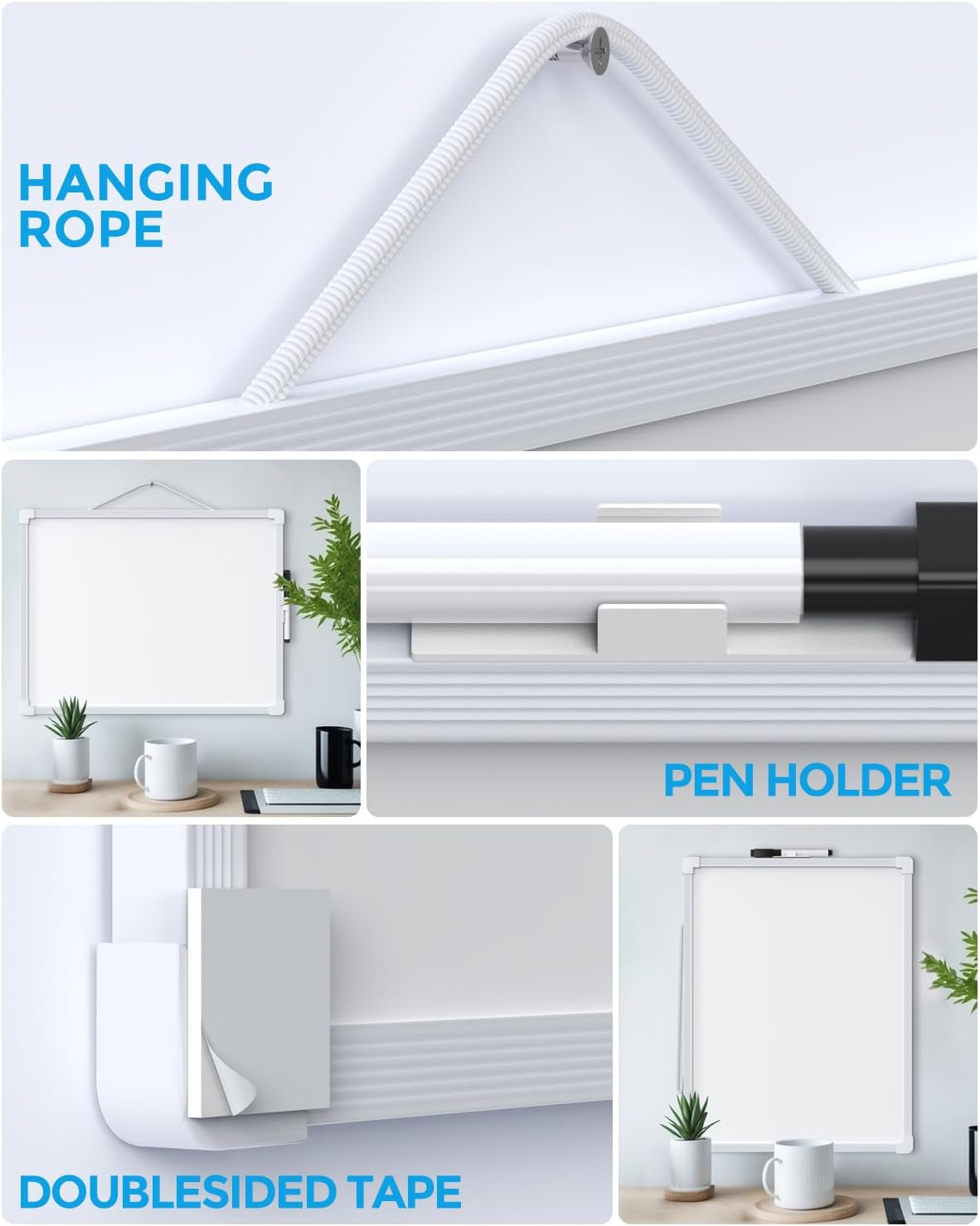 Small Dry Erase Board, 14"X11" Double Sided Hanging Whiteboard for Wall, Mini White Board with a Black Dry Erase Marker, Portable Whiteboard for Planning Learning Writing Drawing Memo image number 3