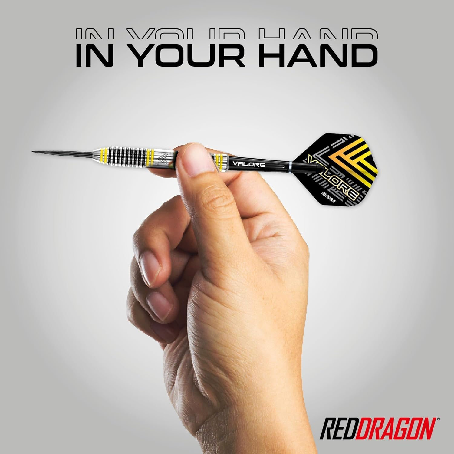 RED DRAGON Valore 22G Brass Steel Tip Darts Set with Dart Flights and Dart Shafts (Stems) Including Darts Wallet