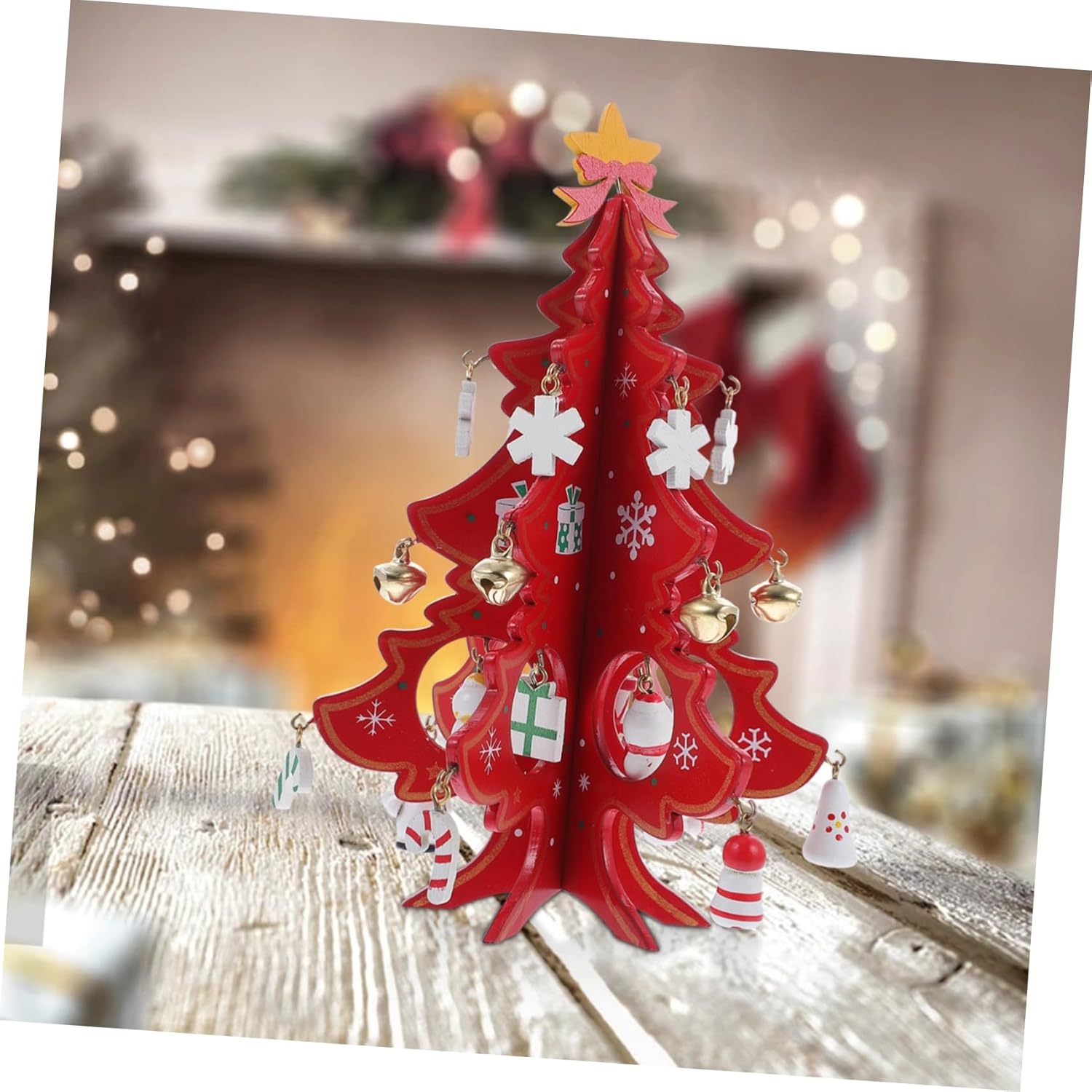 3D Mini Wooden Christmas Tree Model Decorative Xmas Tree Ornament for Christmas Party Home Window Display Festive Holiday Decoration