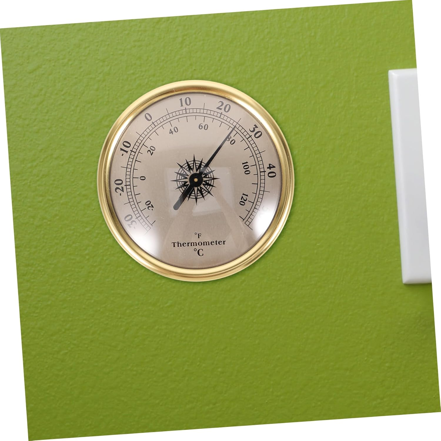 Metal Indoor Room Thermometer Wall-Mounted Temperature Gauge for Home Nursery Greenhouse Fahrenheit Display round Gold Weather Station Temperature Tool image number 4
