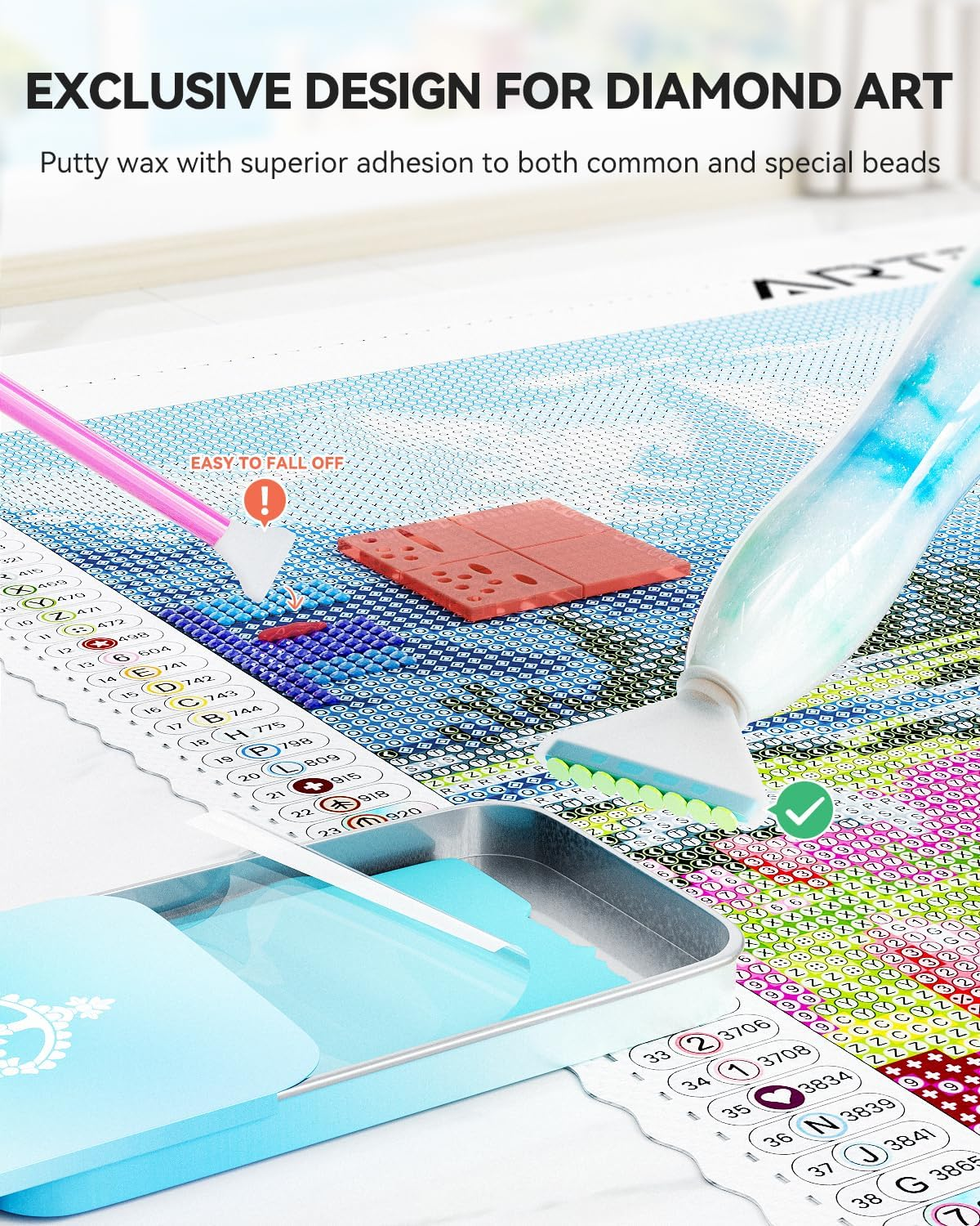 ARTDOT Enduring Stickiness Putty Wax for Diamond Art Kits for Adults,Strong Stickiness Clay Glue with Slide Storage Box for Diamond Painting Accessories and Tools image number 2