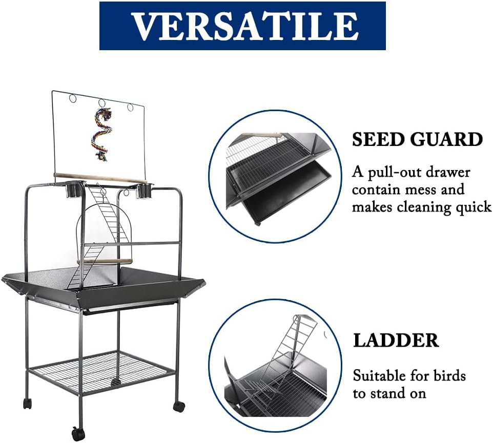 Metal Steel Bird Playground Parrot Playstand Bird Perches Stand, Bird Play Gym Playpen for Parakeet Cockatiel Bird Toys, Bird Cage Accessories image number 3