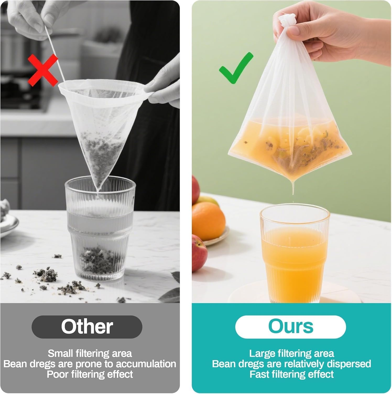 6 Pack Cheese Cloth Cheesecloth for Straining, 8&rdquo;X12&rdquo; Food Grade Nylon Muslin Cloths for Cooking, Strainer Bag for Nut Milk, Soy Milk, Grape Juice, Jelly, Fried Food Cloth Filter Bags image number 4