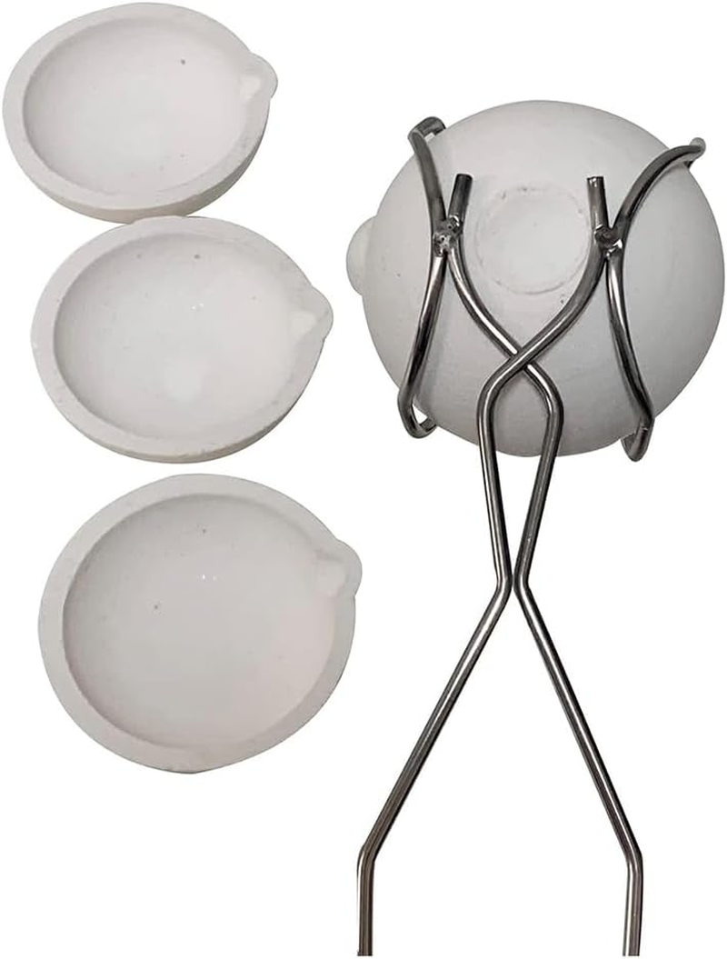 5 Pieces Small Melting Ceramic Crucible Bowl Dish Cup Set Spare Parts Kit Melting Gold Silver Copper with Whip Tongs Handle 2A image number 3
