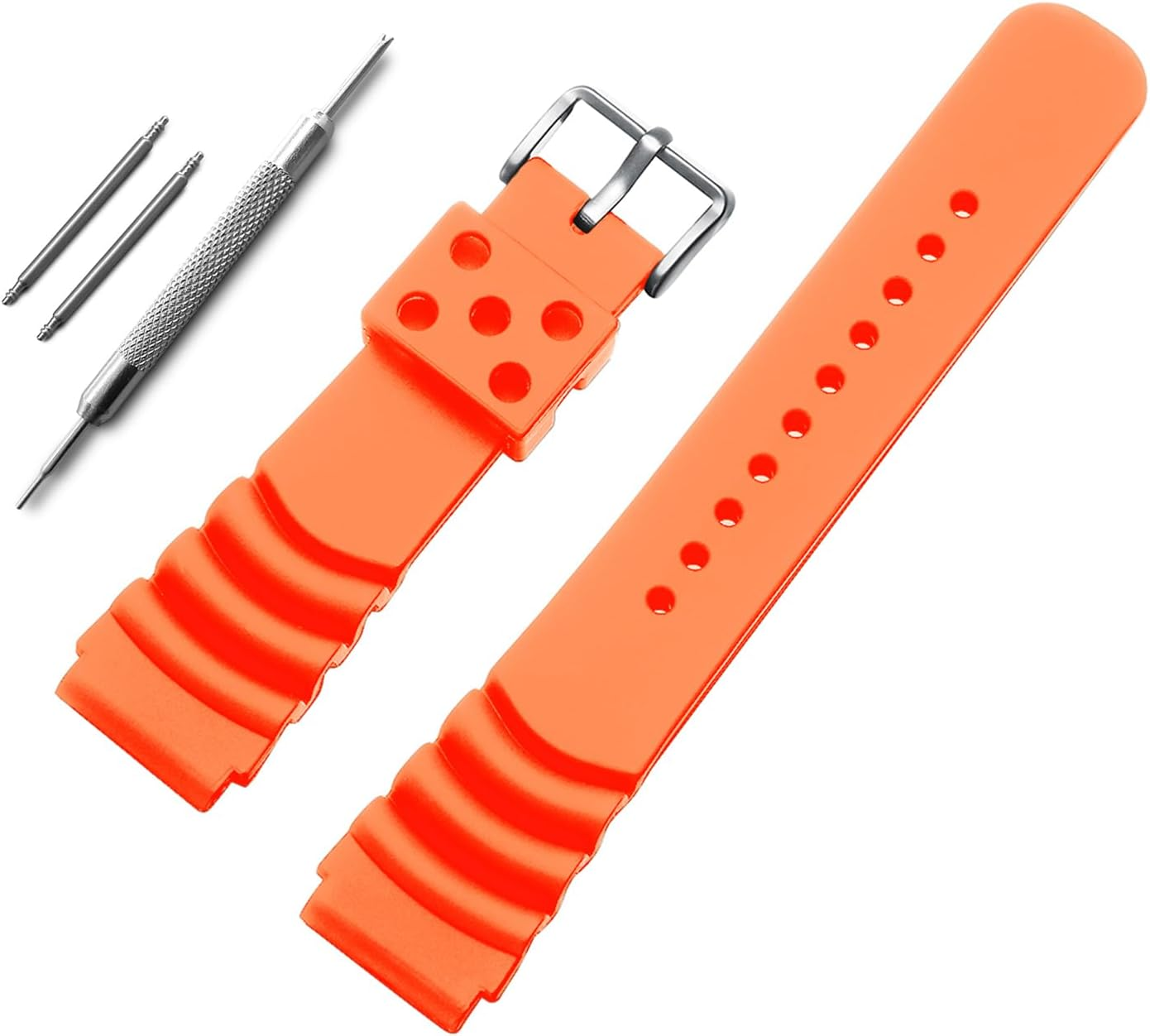 ADDIESDIVE Rubber Watch Band for Dive Watches Waterproof Replacement Watch Strap for Men Black Blue Orange 20Mm 22Mm