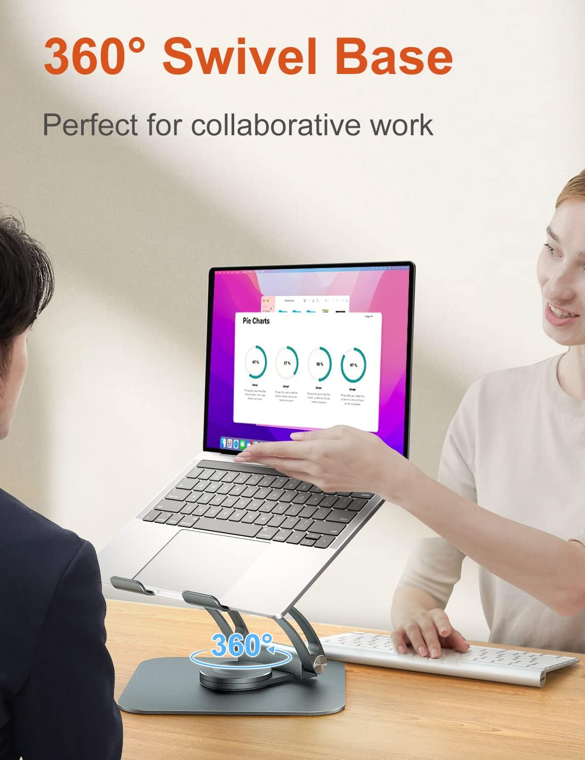 Tounee Swivel Laptop Stand for Desk, Adjustable Computer Stand Laptop Holder with 360&deg; Rotating Base, Ergonomic Laptop Riser Compatible with Air, Pro, All Laptop 10-16" image number 3