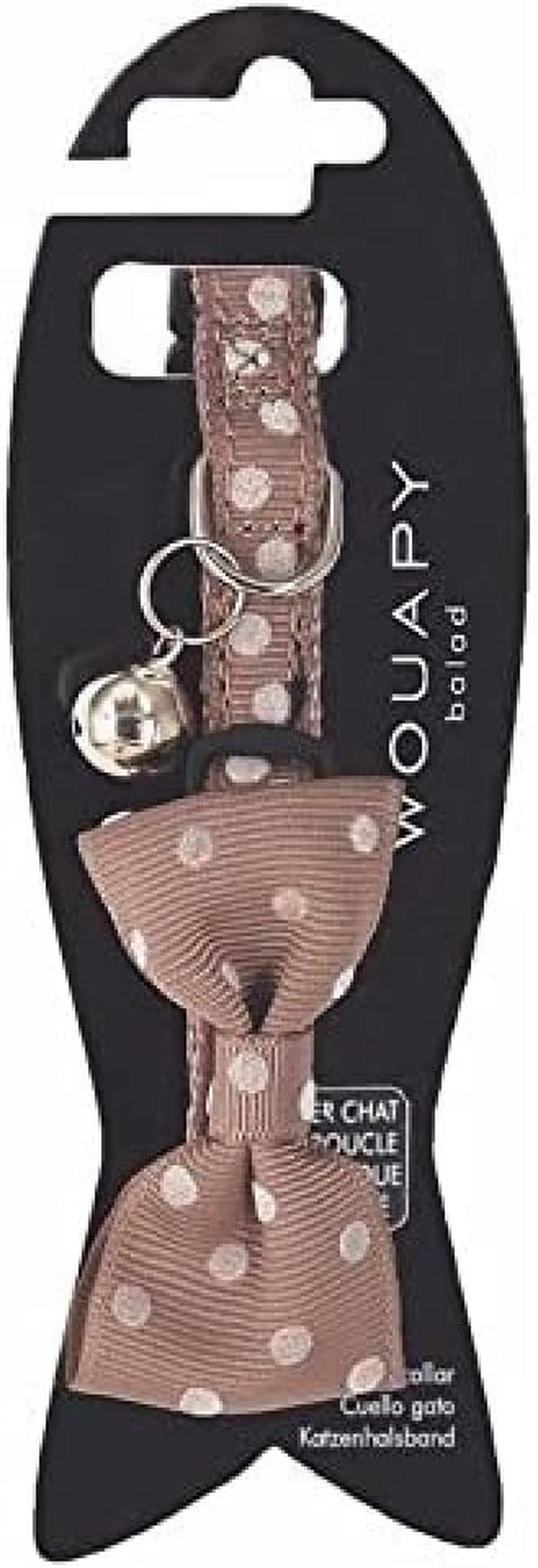 Wouapy Tan Bow Tie Cat Collar One Size Adjustable to Fit 8" 12" Neck
