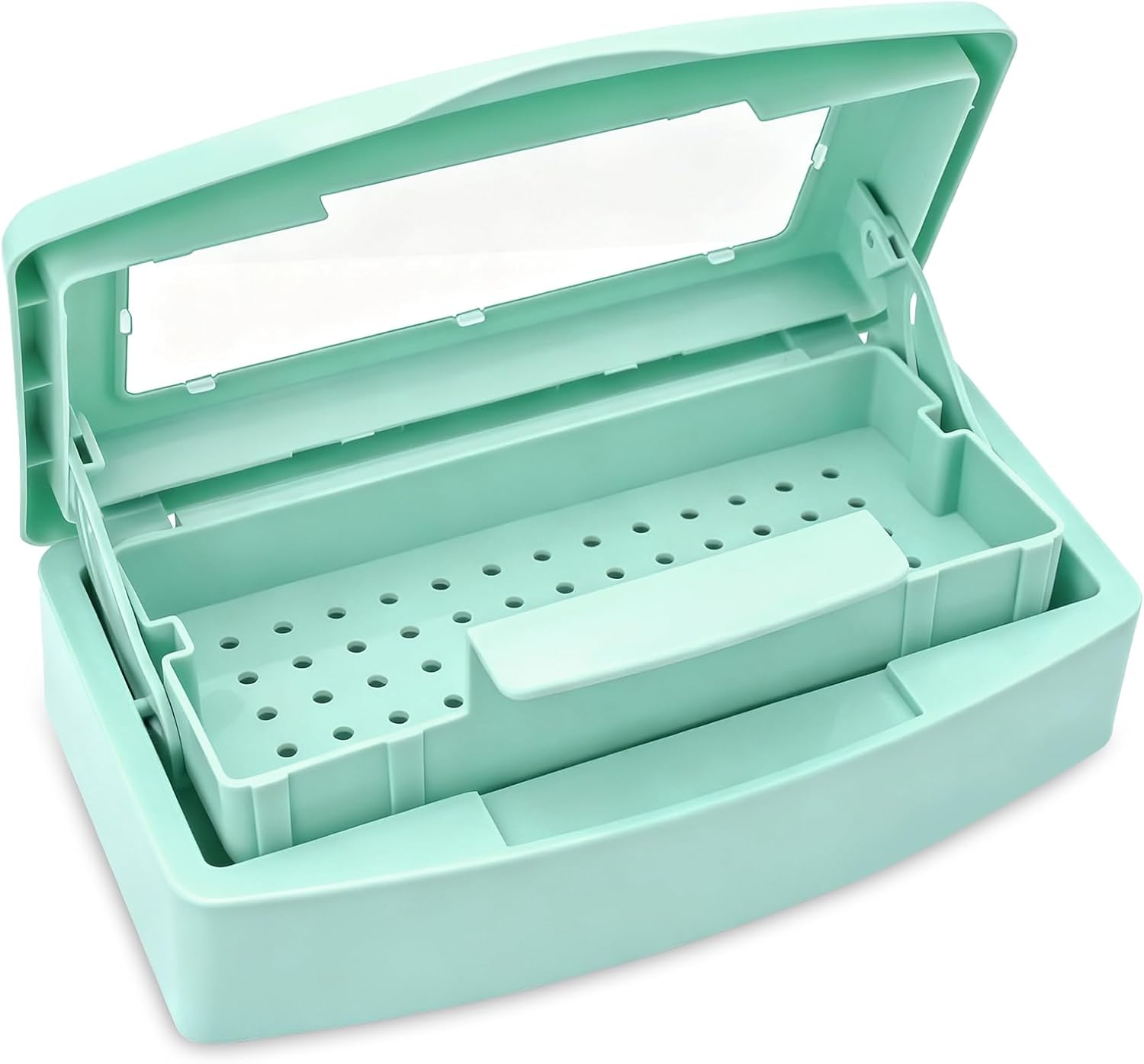 ZHIYUQL Disinfectant Tray, Nail Tool Steriliser Box with Removable Strainer and Lid, Sterilisation Box, Instrument Tray, for Beauty Salon, Manicure, Hair Tools, Cleaning Items (Blue)