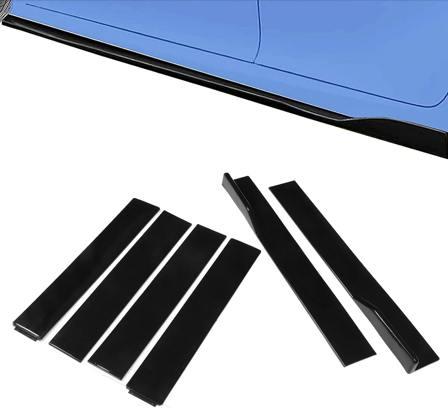 Universal 6Pcs Adjustable ABS Side Skirt Bendable High Toughness anti Scratch Glossy Black Car Side Skirt with 25 Screws for Automobiles image number 1