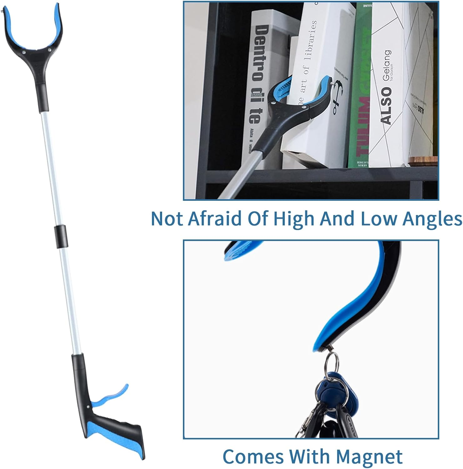 Grabber Reacher Tool, 33" Extra Long Foldable Reacher Grabber Pickup Tool, Trash Picker Upper Grabber, Mobility Aid Reaching Assist Tool for Trash Pick Up, Litter Picker, Arm Extension (Blue) image number 4
