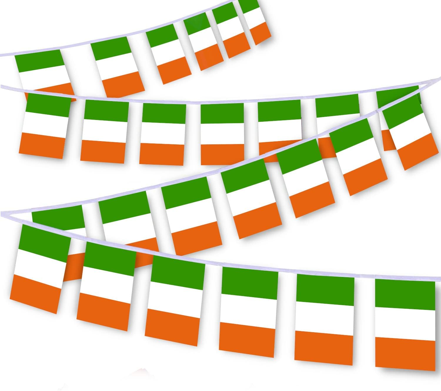 30 PCS Ireland Flag, 33 FT Irish St-Patricks National Bunting,Decor Pennant Banner for Outdoor Indoor Patio Yard Decoration image number 1