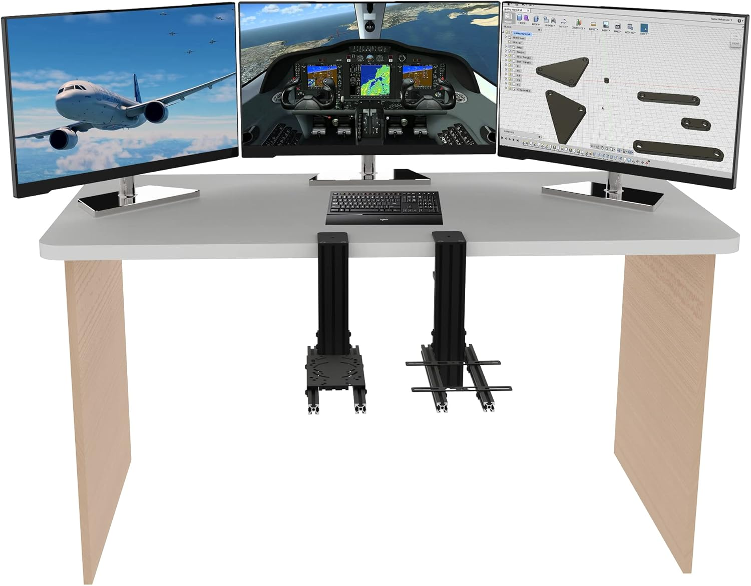 Hikig 2 Set the Desk Mount for the Flight Sim Game Joystick, Throttle and Hotas Systems. Fully Support Almost All of Flight Sim Game Hand-Control Devices Compatible with Thrustmaster HOTAS Warthog