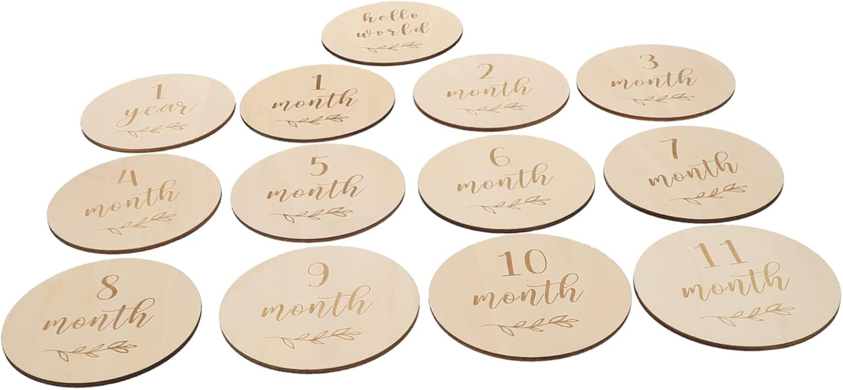 13Pcs Monthly Growth Cards Wooden Milestone Announcement Discs for Newborn Photography Photo Props Boy Girl Shower image number 6